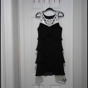 Black cocktail Dress Layered mesh sequence